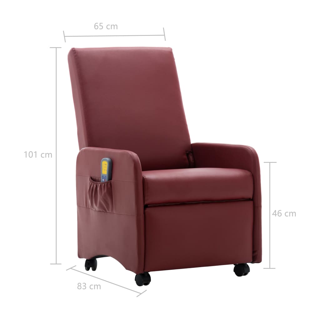 Massagesessel Weinrot Kunstleder