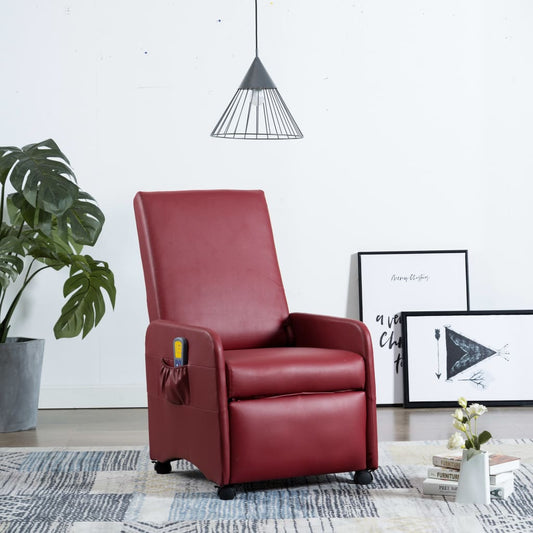 Massagesessel Weinrot Kunstleder