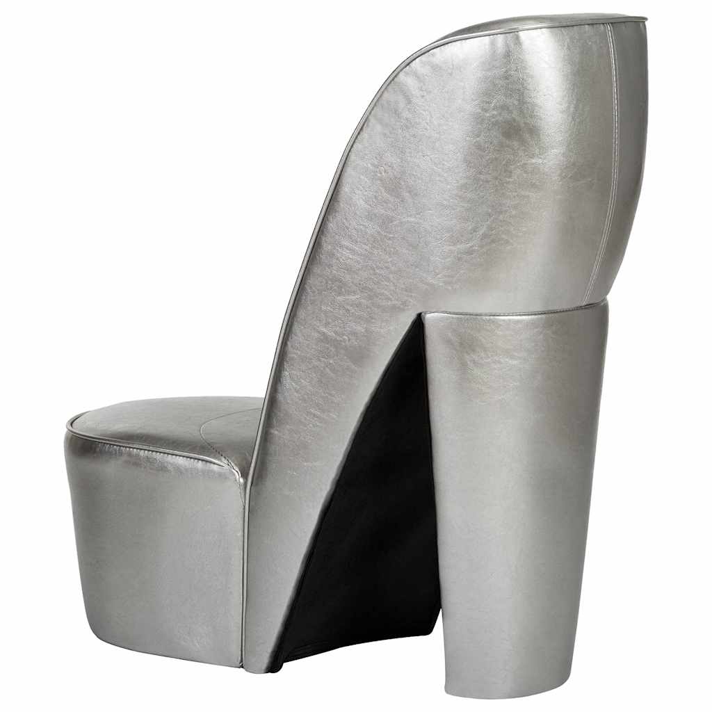 Stuhl in Stöckelschuh-Form Silbern Kunstleder