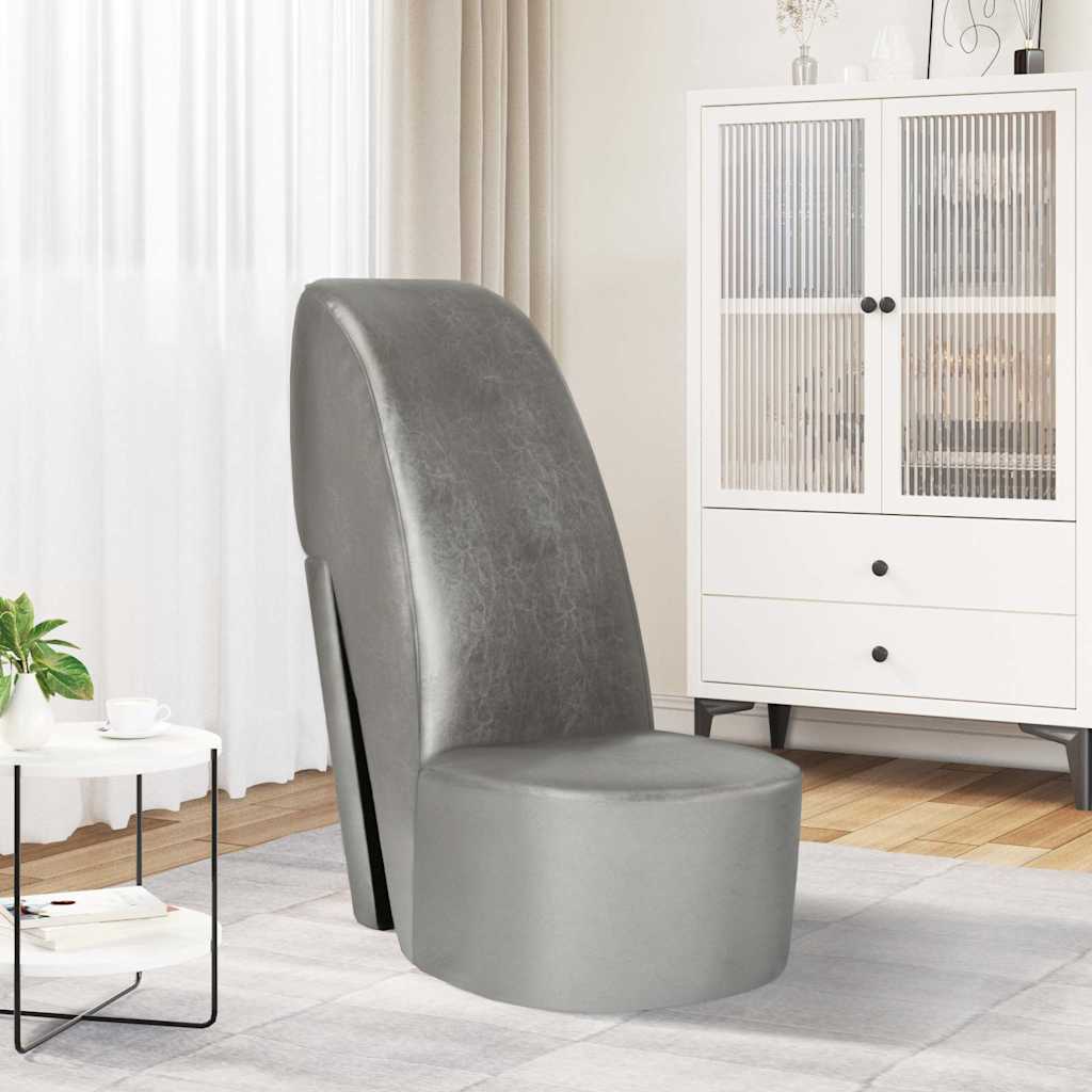 Stuhl in Stöckelschuh-Form Silbern Kunstleder
