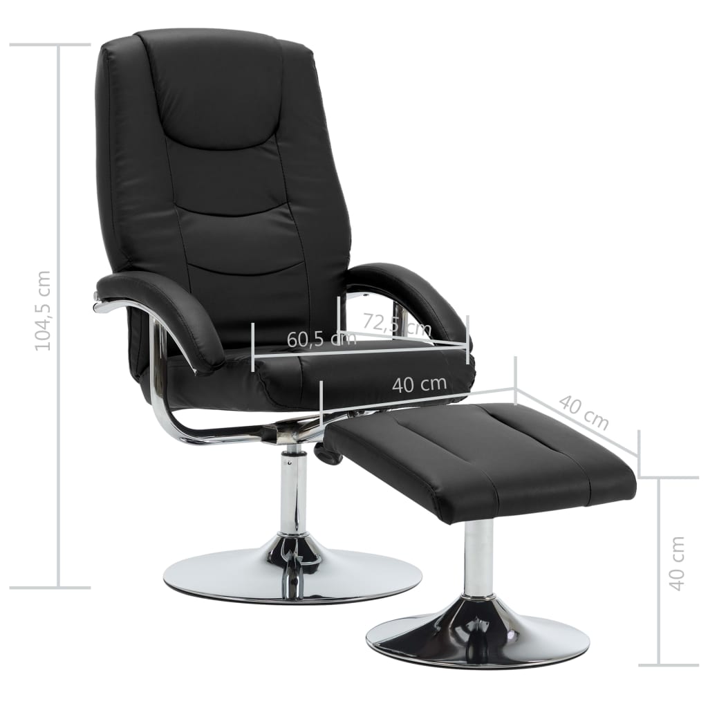 Relaxsessel mit Fußhocker Schwarz Kunstleder