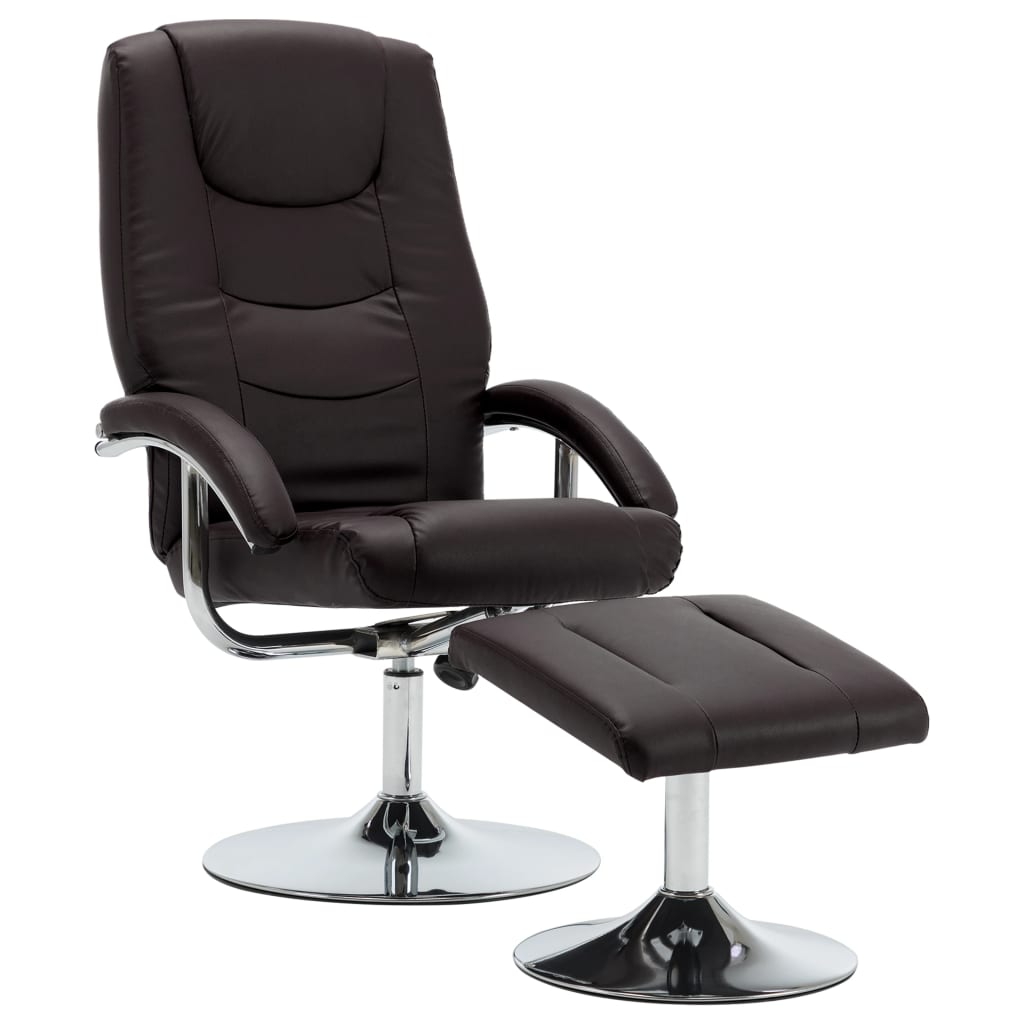 Relaxsessel mit Fußhocker Braun Kunstleder