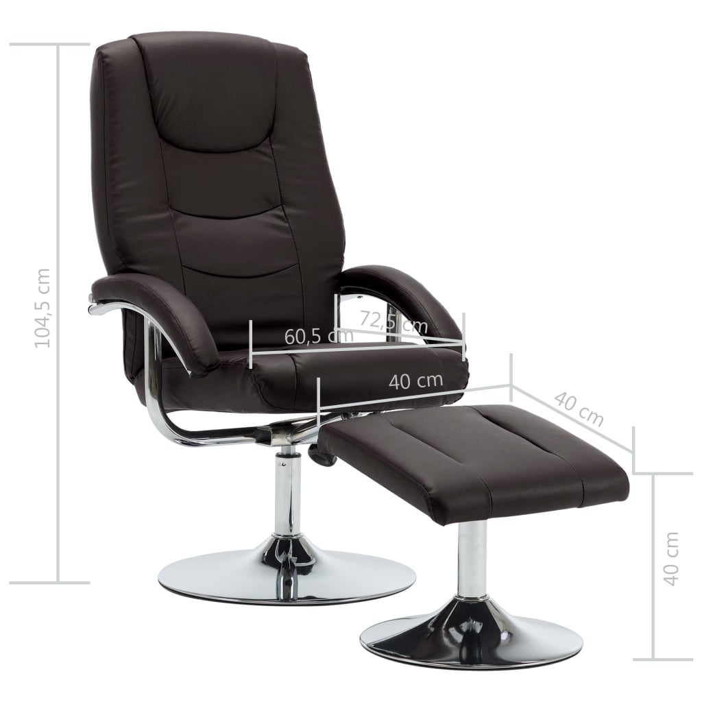 Relaxsessel mit Fußhocker Braun Kunstleder