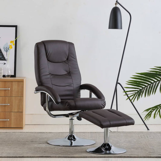 Relaxsessel mit Fußhocker Braun Kunstleder