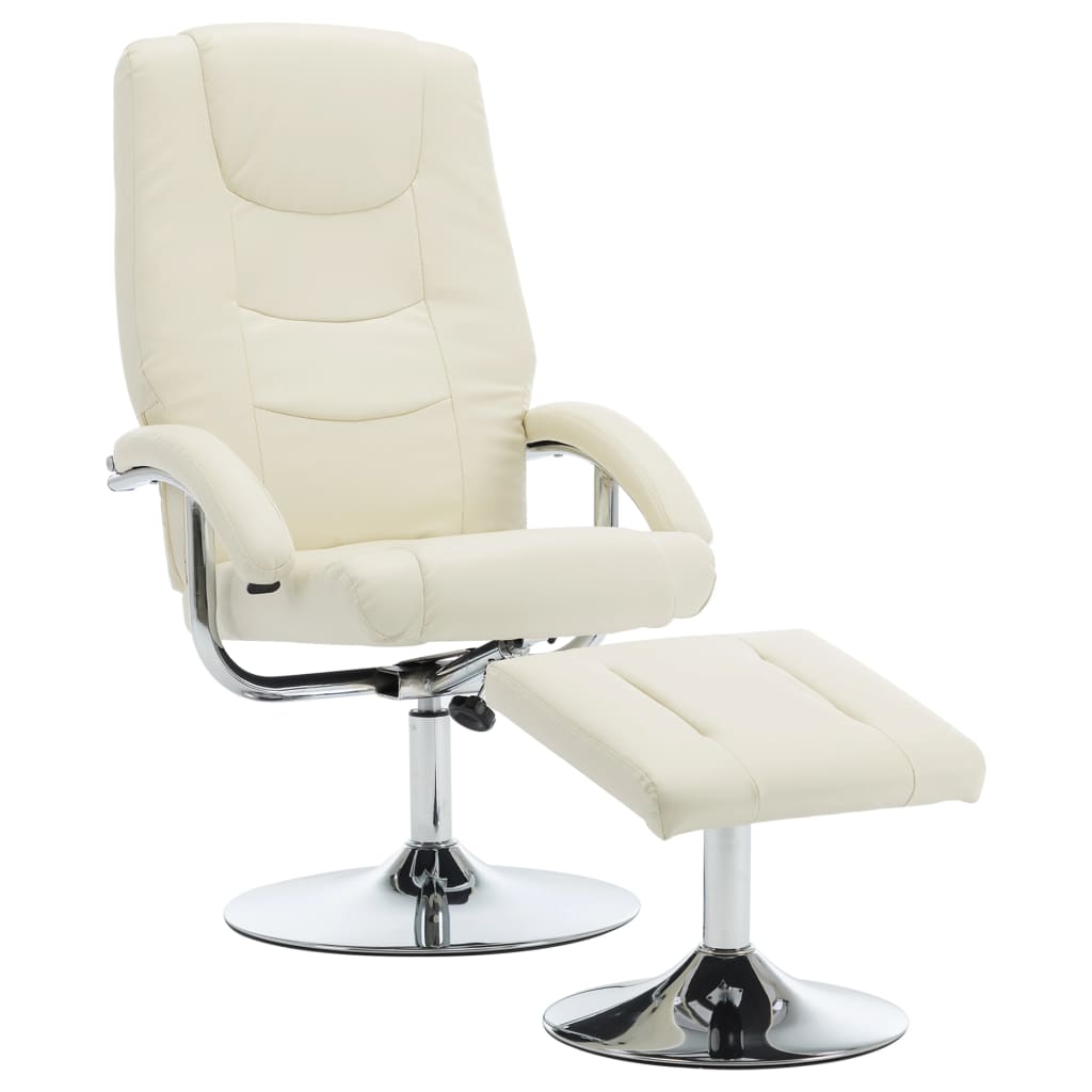 Relaxsessel mit Fußhocker Cremeweiß Kunstleder