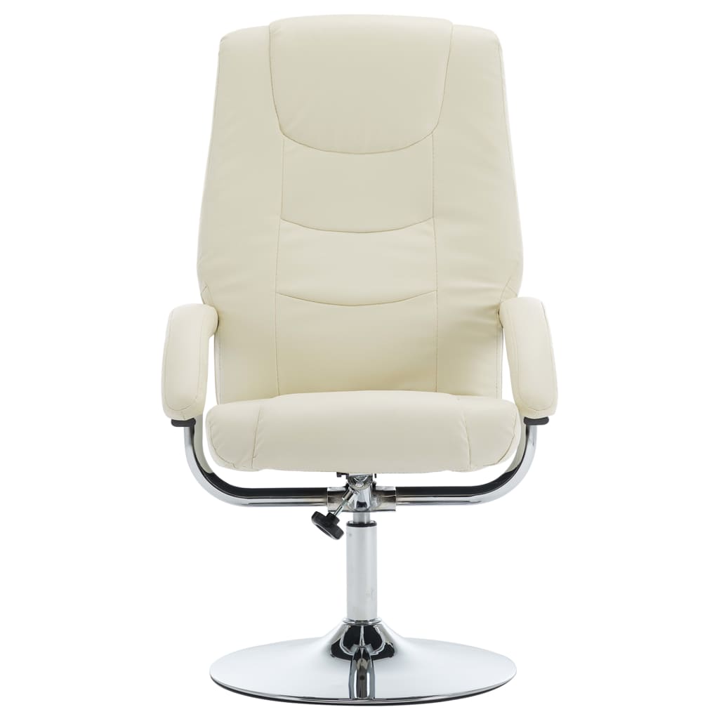 Relaxsessel mit Fußhocker Cremeweiß Kunstleder