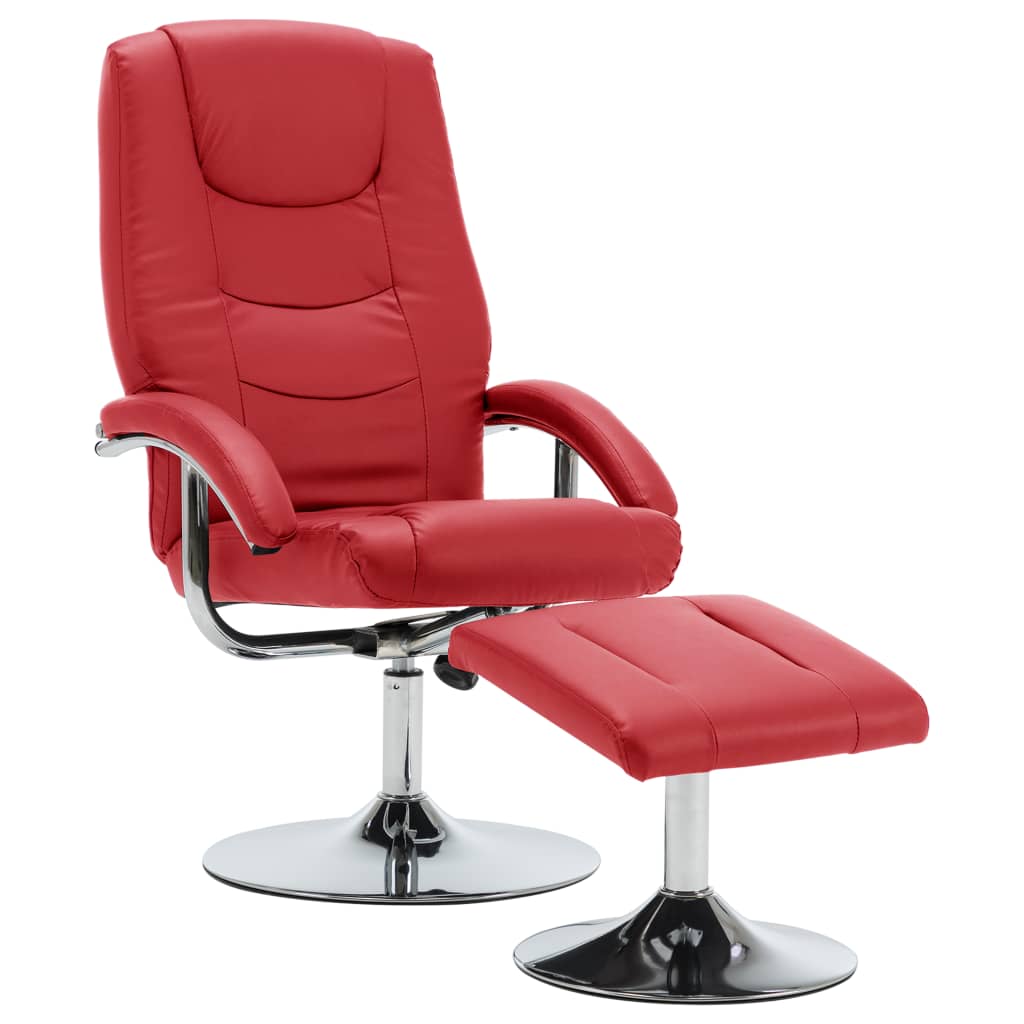 Relaxsessel mit Fußhocker Rot Kunstleder
