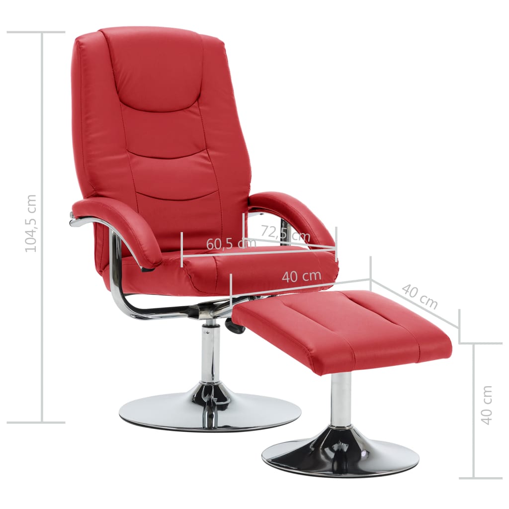 Relaxsessel mit Fußhocker Rot Kunstleder