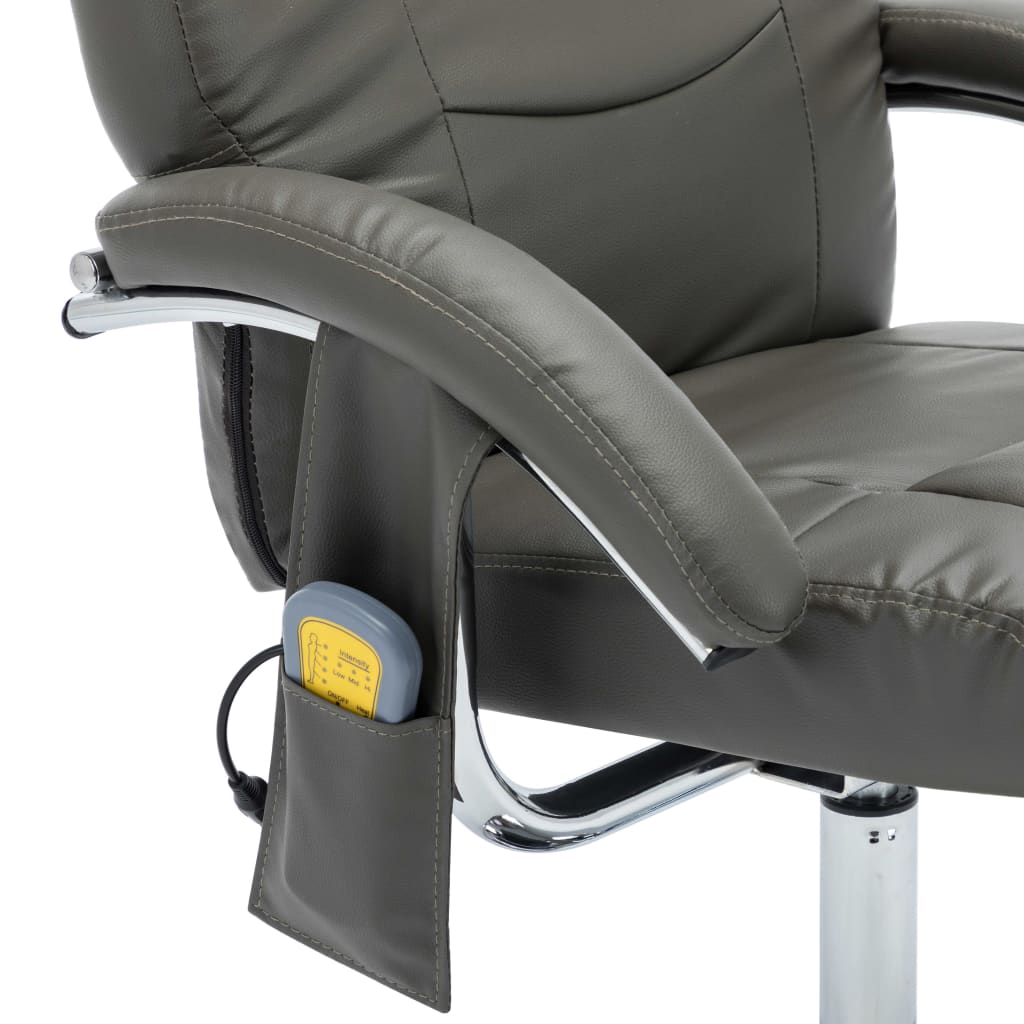 Massagesessel mit Fußhocker Grau Kunstleder