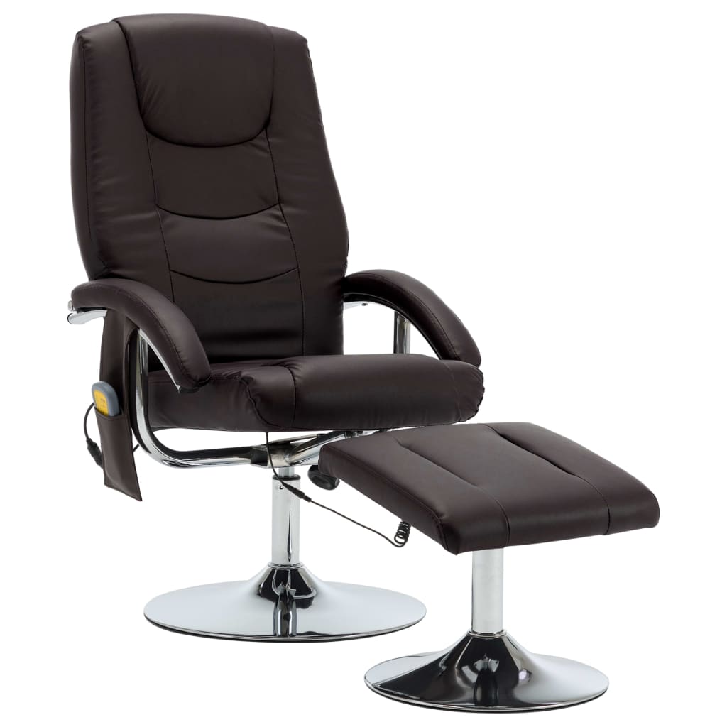 Massagesessel mit Fußhocker Braun Kunstleder