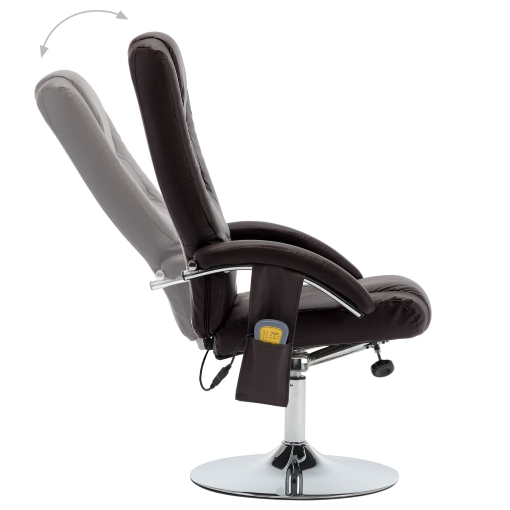Massagesessel mit Fußhocker Braun Kunstleder