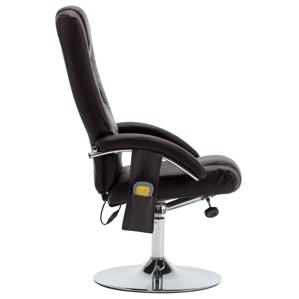 Massagesessel mit Fußhocker Braun Kunstleder