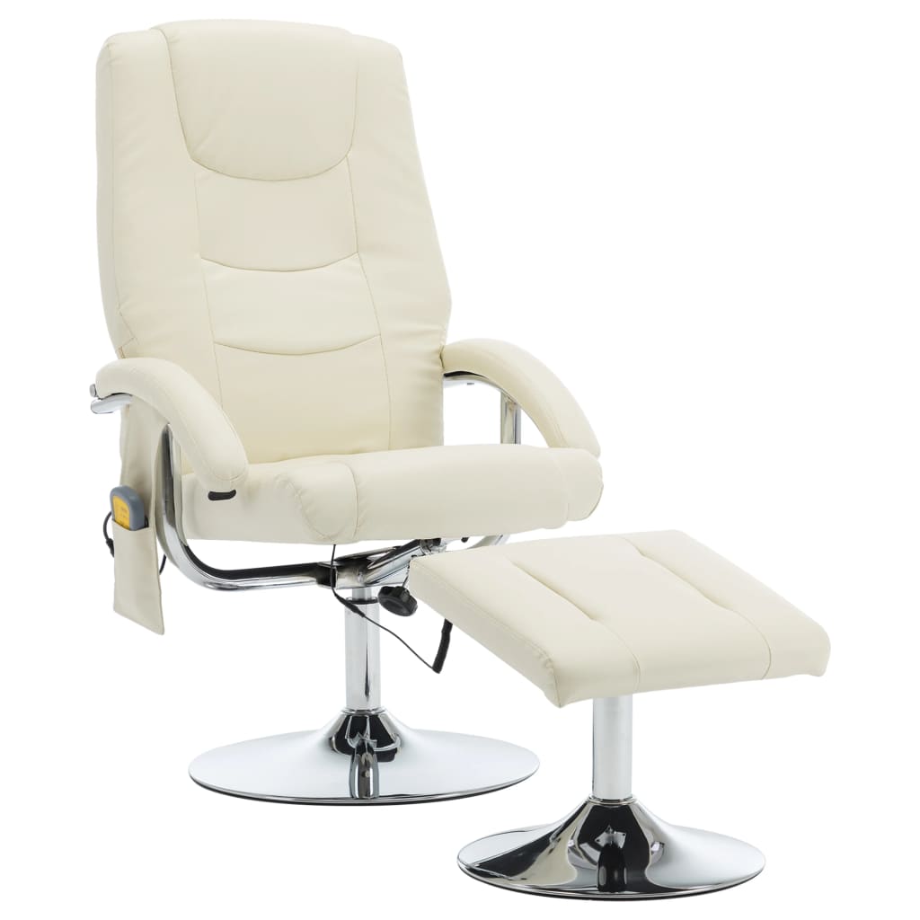 Massagesessel mit Fußhocker Creme Kunstleder