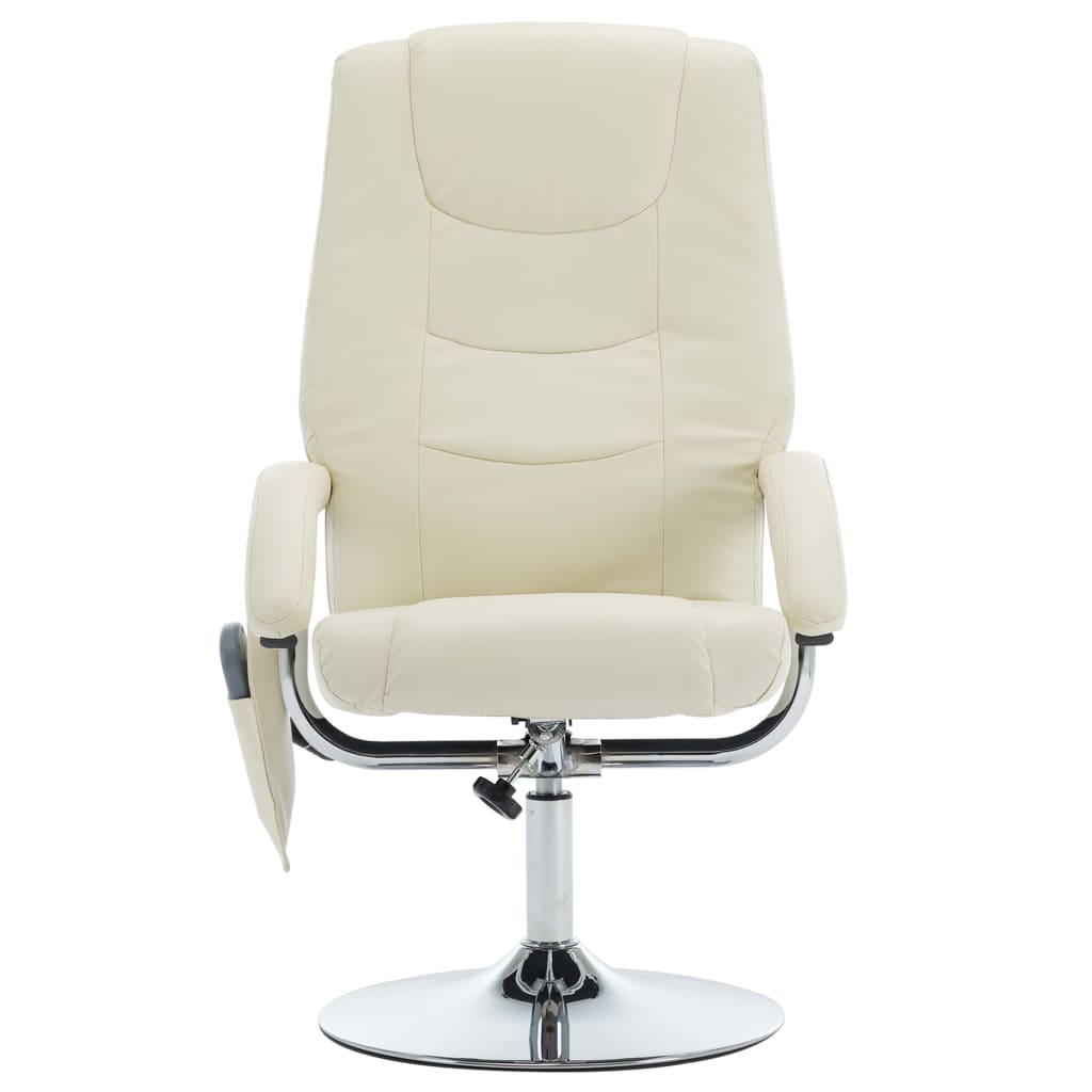 Massagesessel mit Fußhocker Creme Kunstleder
