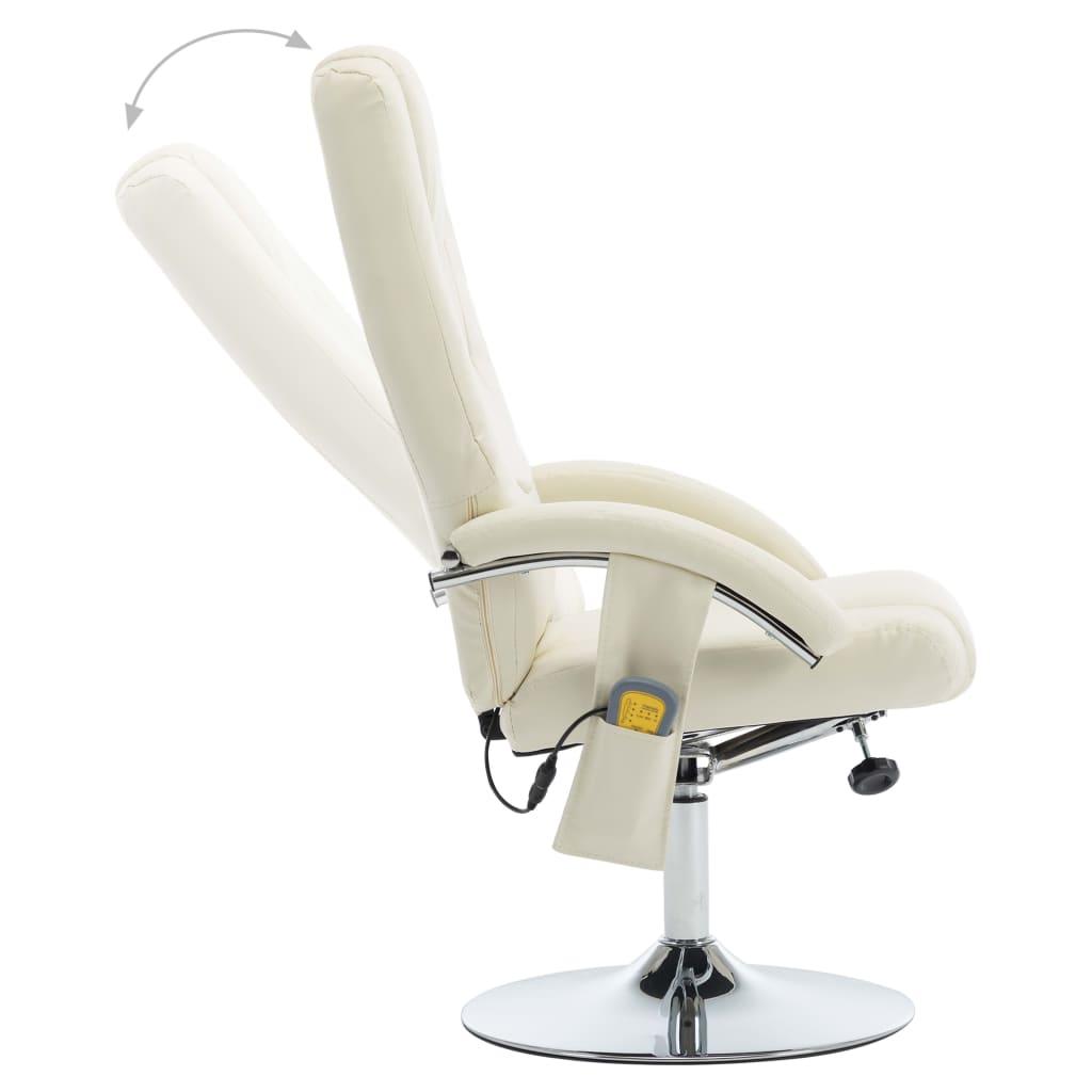 Massagesessel mit Fußhocker Creme Kunstleder