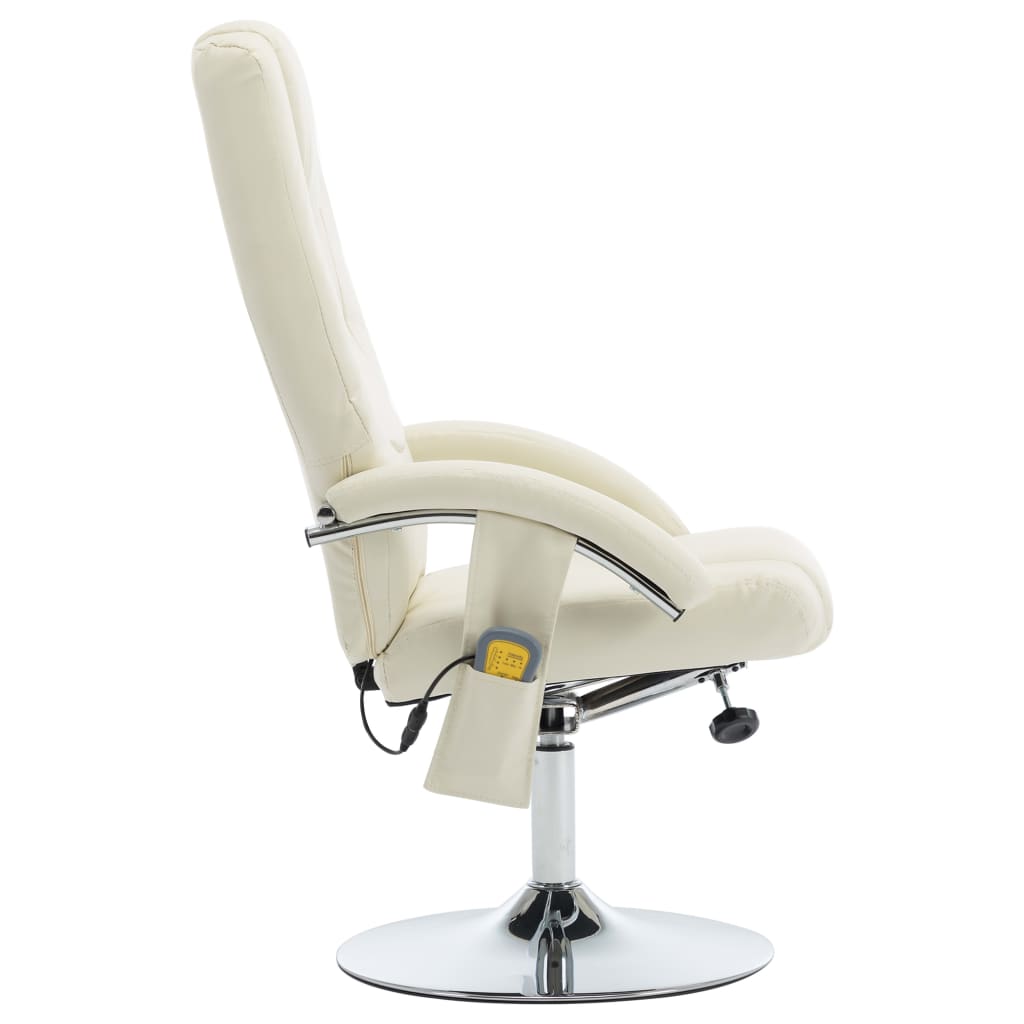 Massagesessel mit Fußhocker Creme Kunstleder