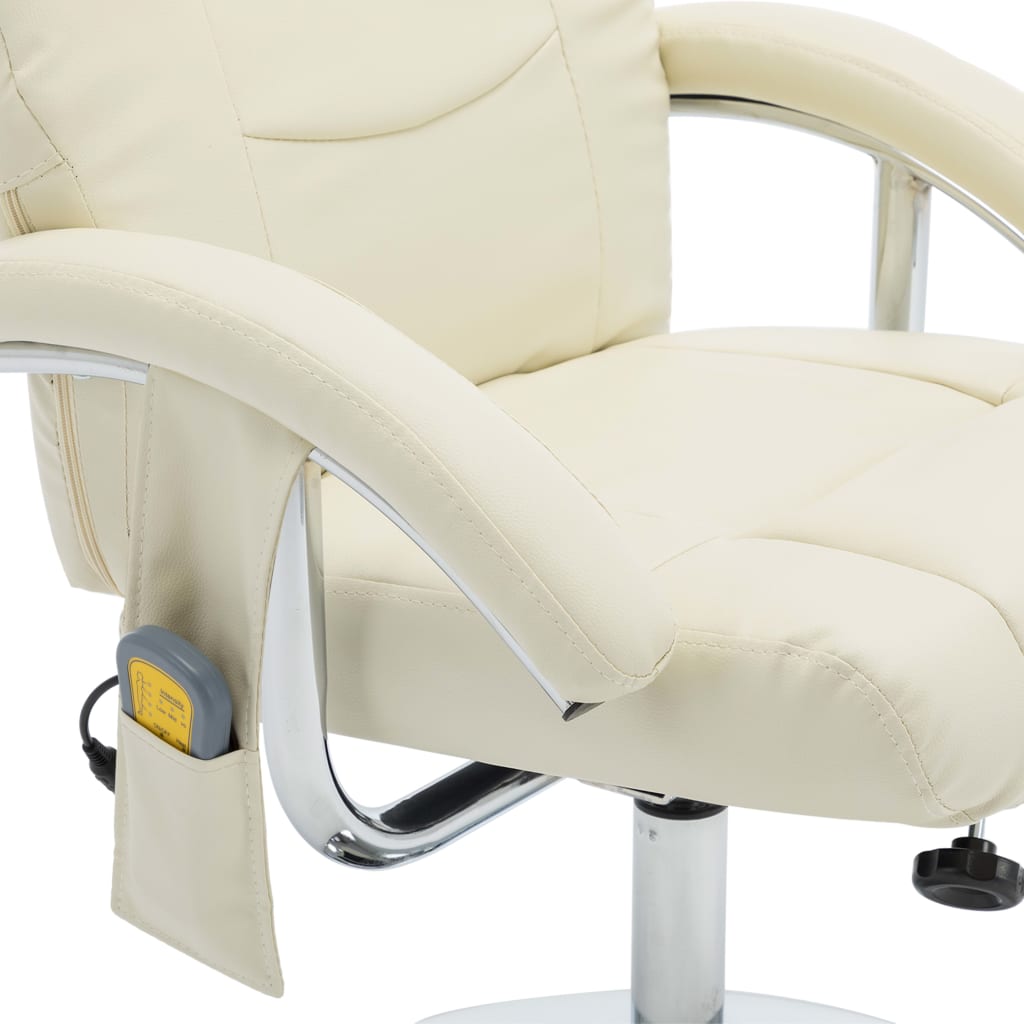 Massagesessel mit Fußhocker Creme Kunstleder