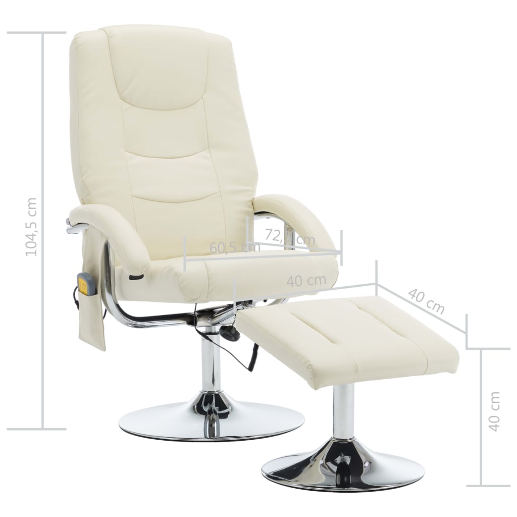 Massagesessel mit Fußhocker Creme Kunstleder