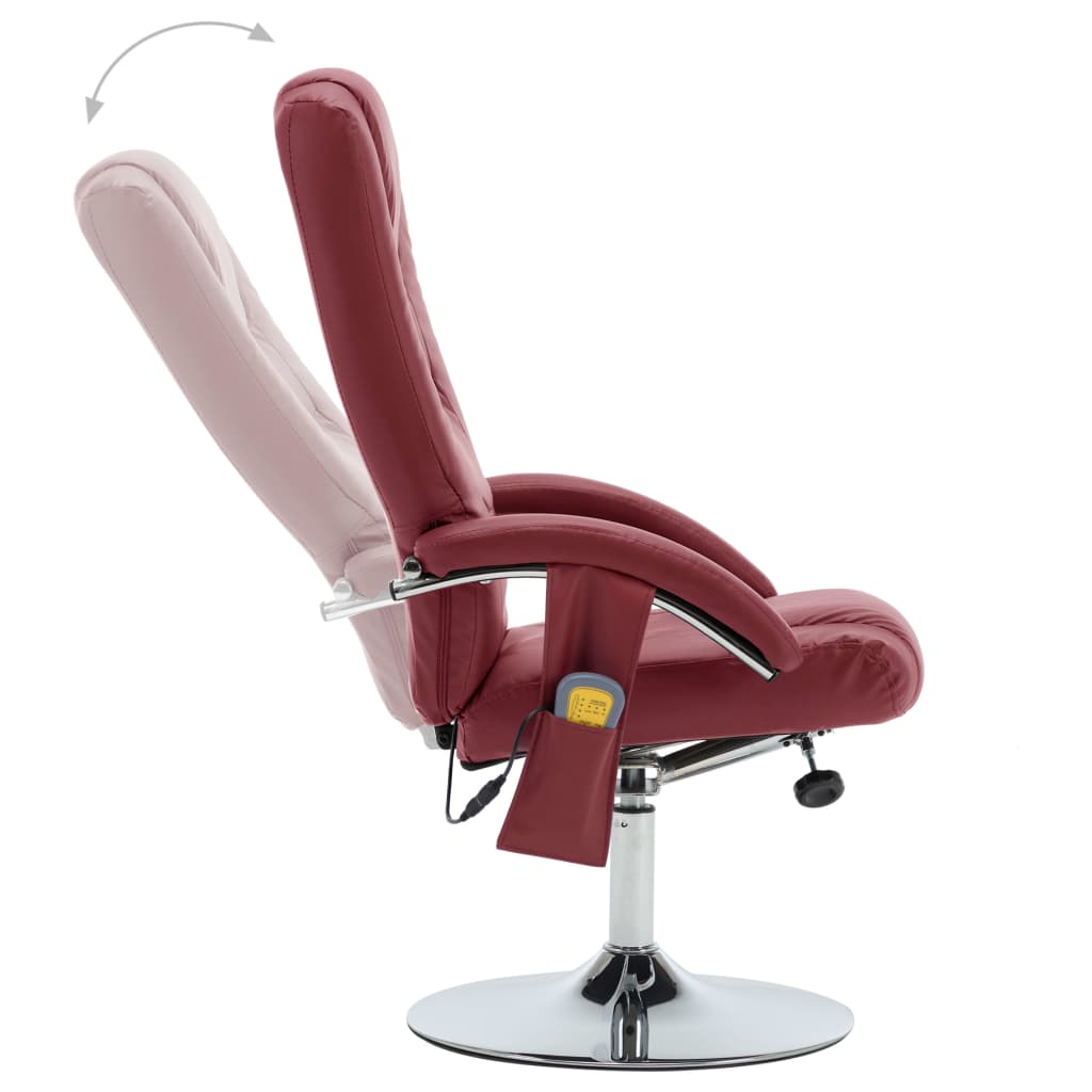 Massagesessel mit Fußhocker Weinrot Kunstleder