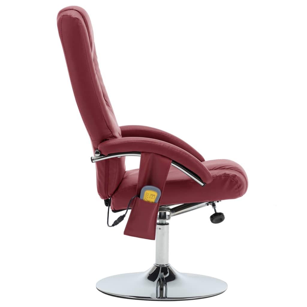 Massagesessel mit Fußhocker Weinrot Kunstleder