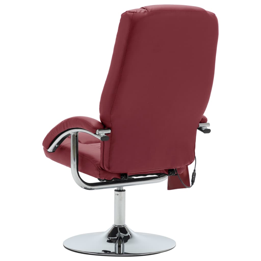 Massagesessel mit Fußhocker Weinrot Kunstleder