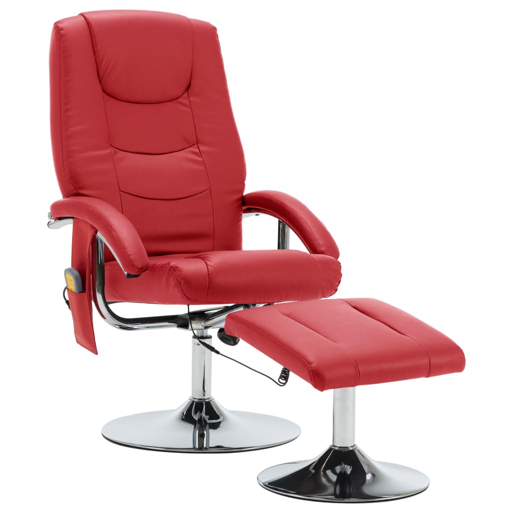 Massagesessel mit Fußhocker Rot Kunstleder