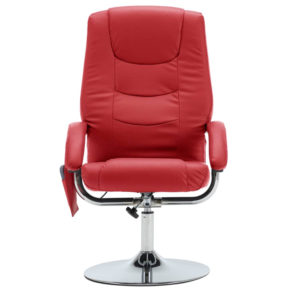 Massagesessel mit Fußhocker Rot Kunstleder