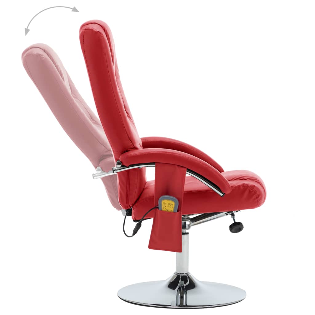 Massagesessel mit Fußhocker Rot Kunstleder
