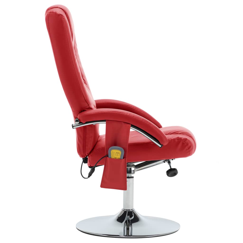 Massagesessel mit Fußhocker Rot Kunstleder