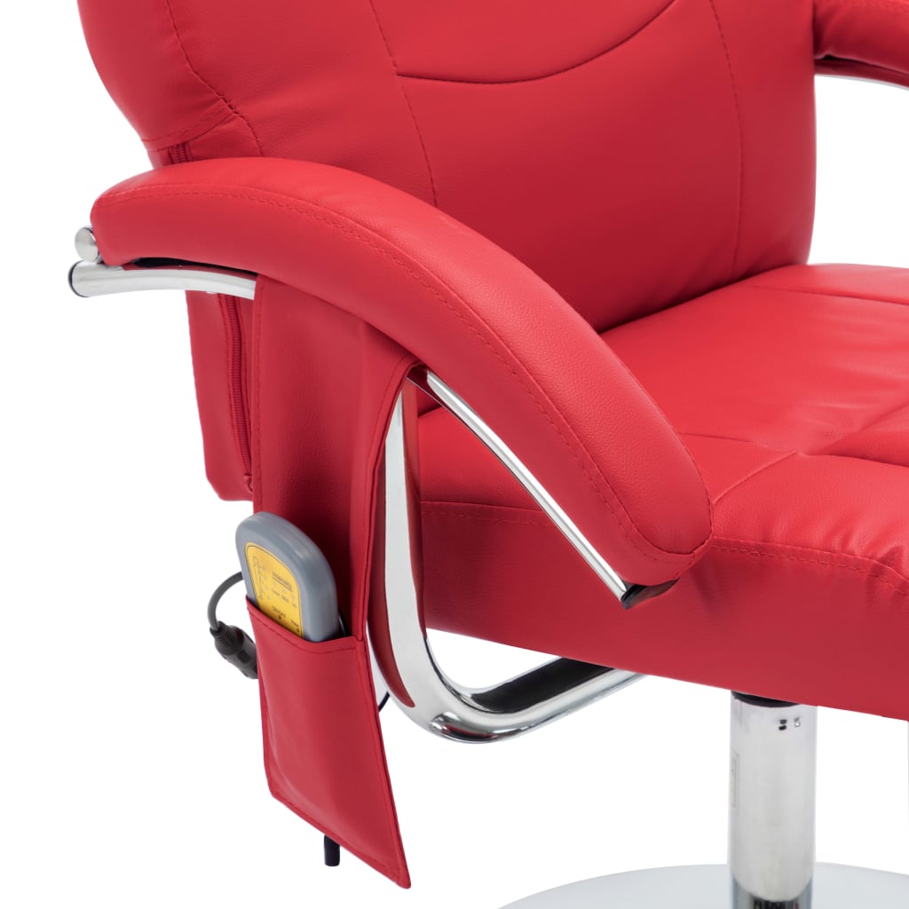 Massagesessel mit Fußhocker Rot Kunstleder
