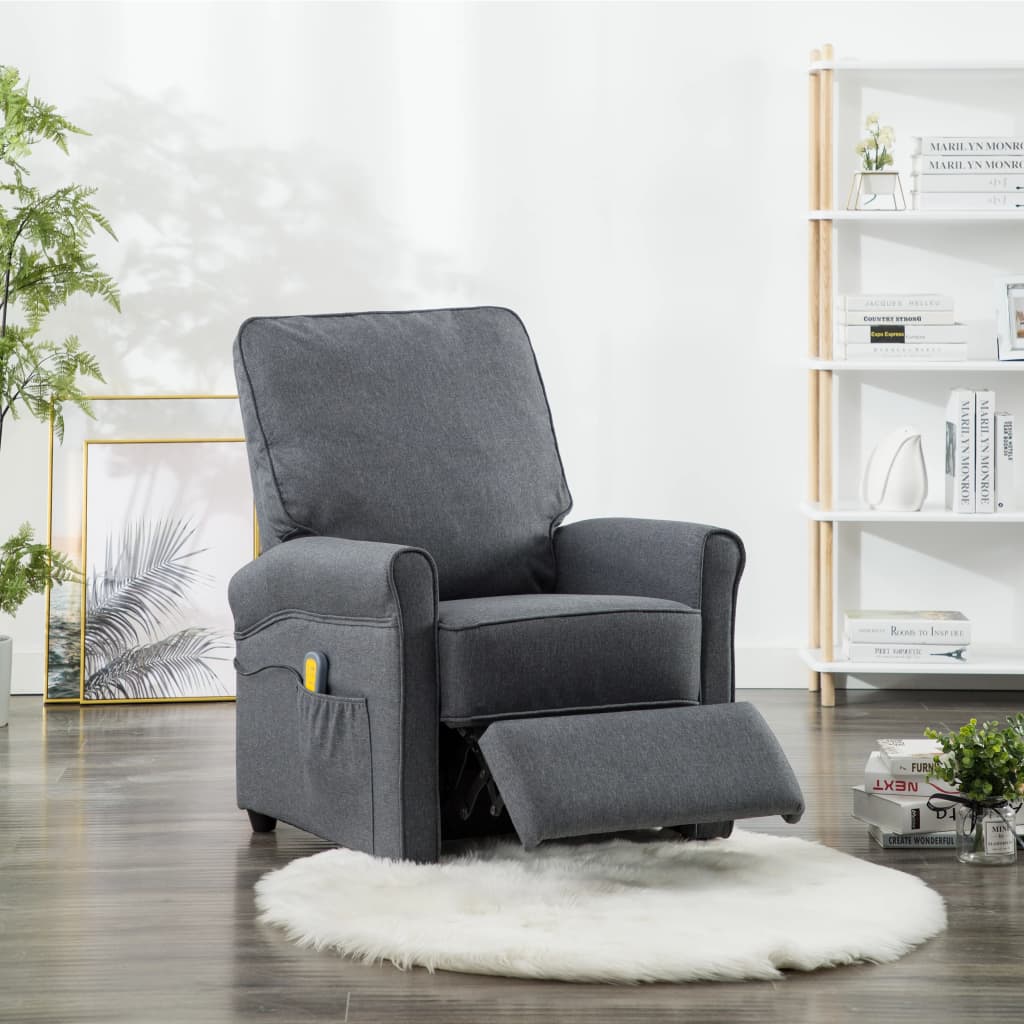 Massagesessel Dunkelgrau Stoff