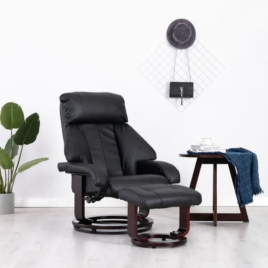 TV-Sessel mit Fußhocker Schwarz Kunstleder