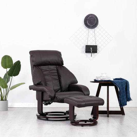 TV-Sessel mit Fußhocker Braun Kunstleder