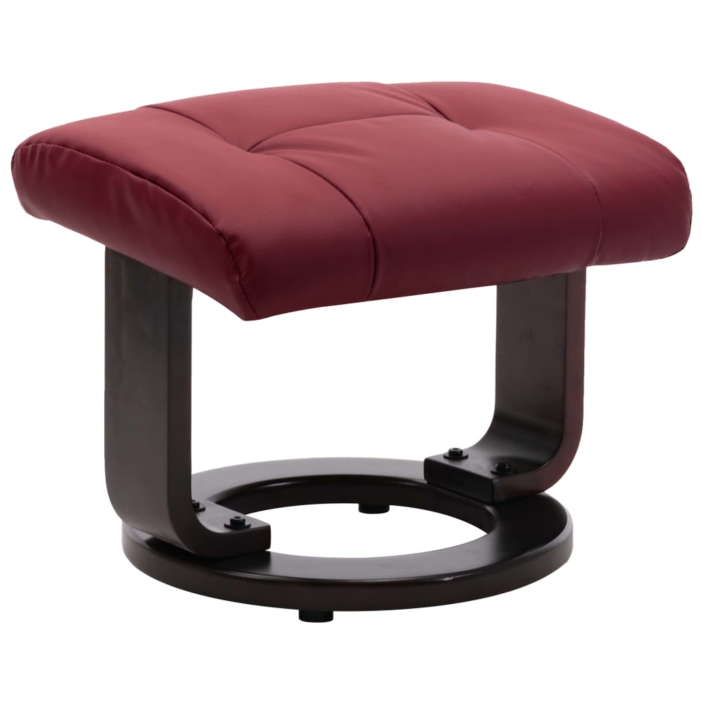TV-Sessel mit Fußhocker Weinrot Kunstleder