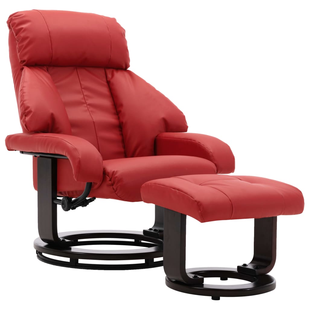 TV-Sessel mit Fußhocker Rot Kunstleder