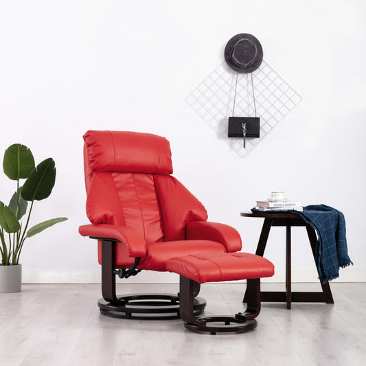 TV-Sessel mit Fußhocker Rot Kunstleder