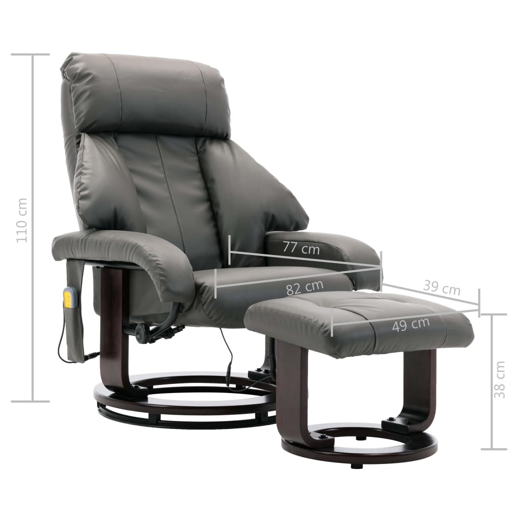 TV-Massagesessel Grau Kunstleder