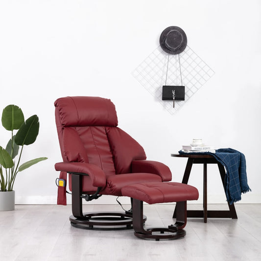 TV-Massagesessel Weinrot Kunstleder