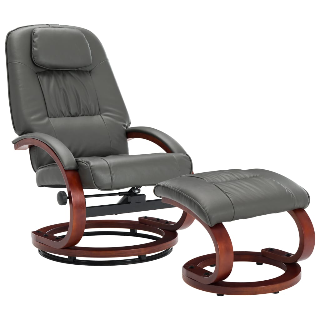 Relaxsessel mit Fußhocker Grau Kunstleder