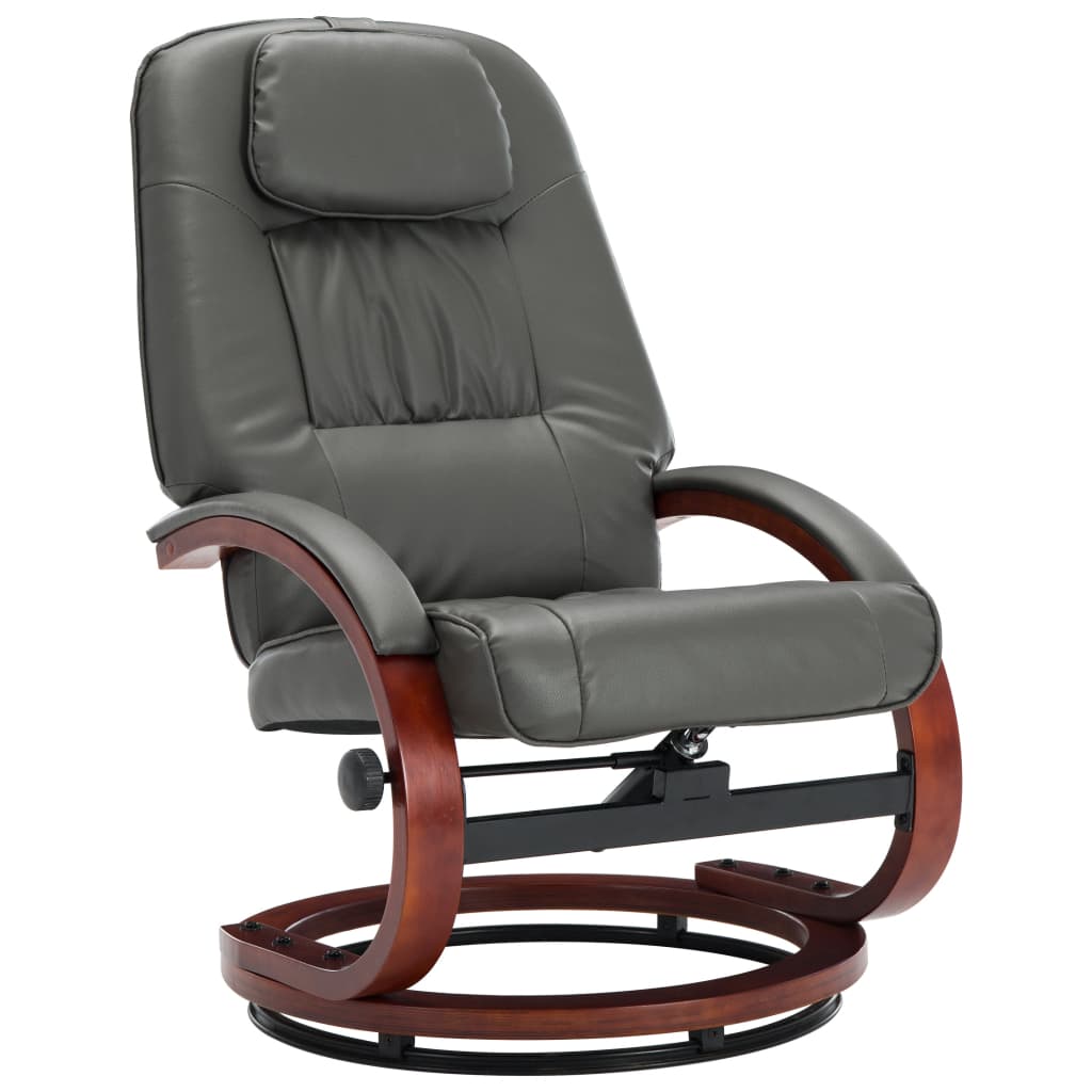 Relaxsessel mit Fußhocker Grau Kunstleder