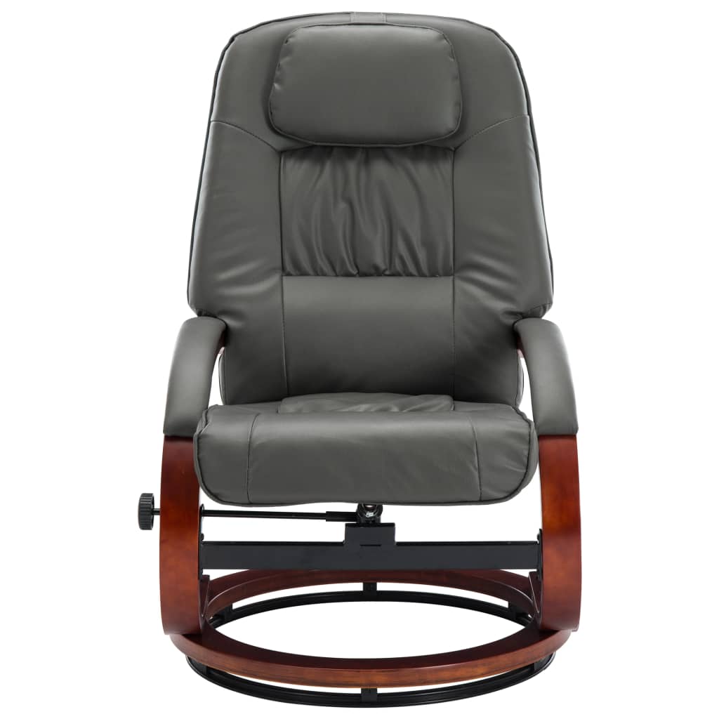 Relaxsessel mit Fußhocker Grau Kunstleder