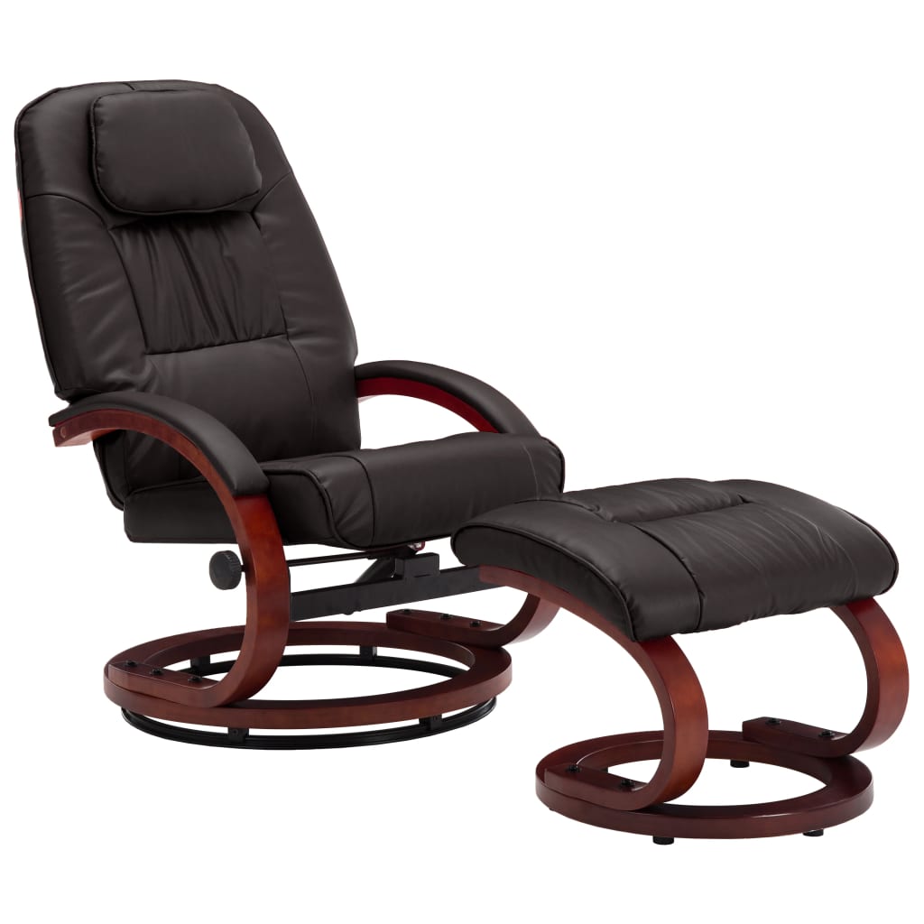 Relaxsessel mit Fußhocker Braun Kunstleder