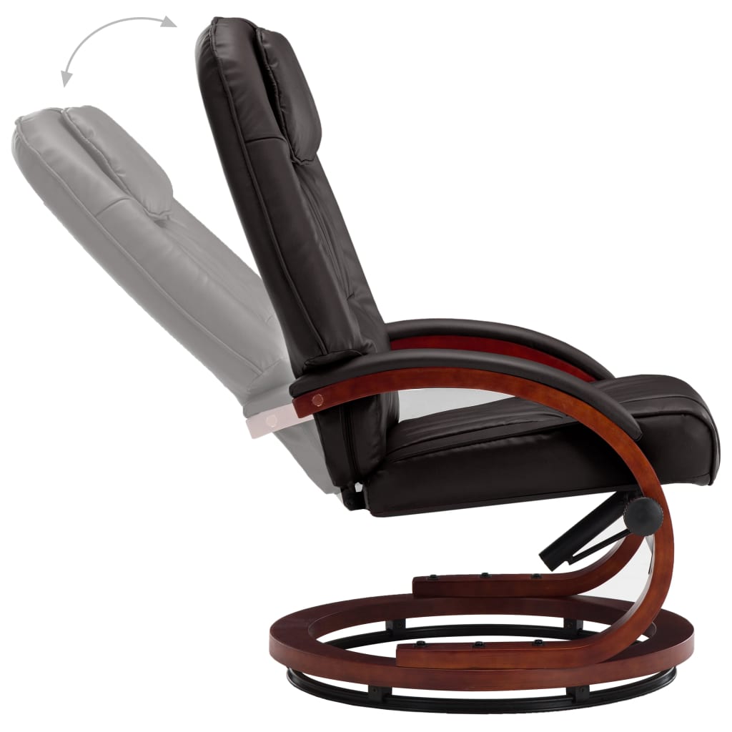 Relaxsessel mit Fußhocker Braun Kunstleder