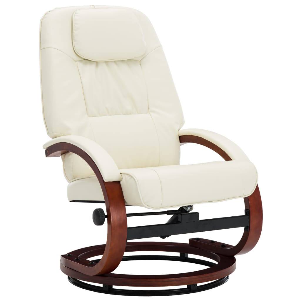 Relaxsessel mit Fußhocker Cremeweiß Kunstleder