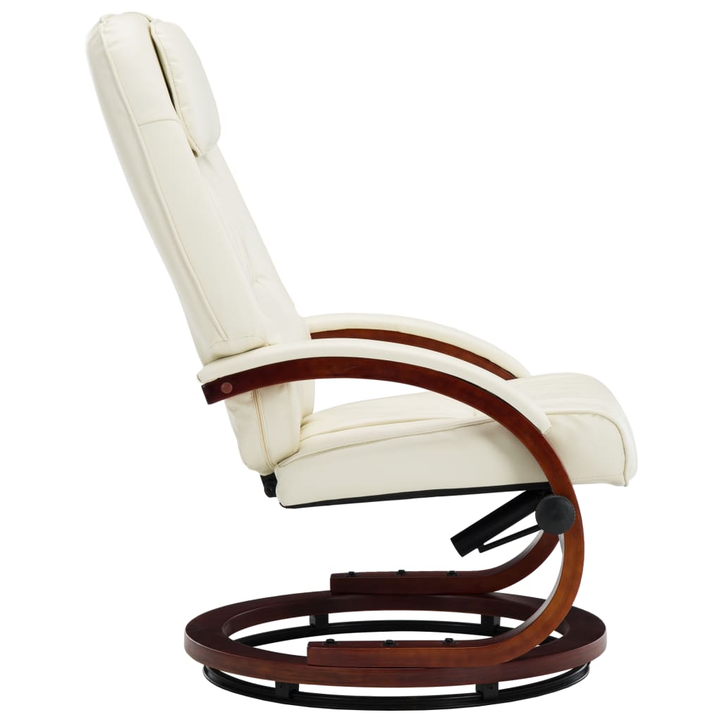 Relaxsessel mit Fußhocker Cremeweiß Kunstleder