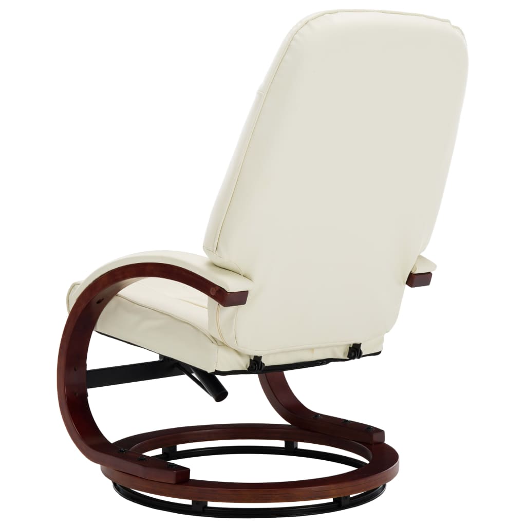 Relaxsessel mit Fußhocker Cremeweiß Kunstleder