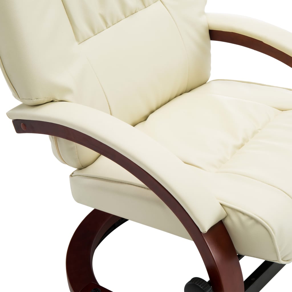 Relaxsessel mit Fußhocker Cremeweiß Kunstleder