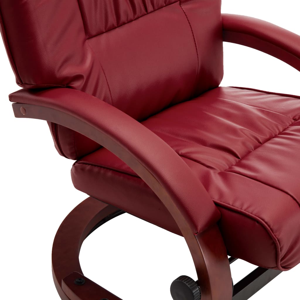 Relaxsessel mit Fußhocker Weinrot Kunstleder