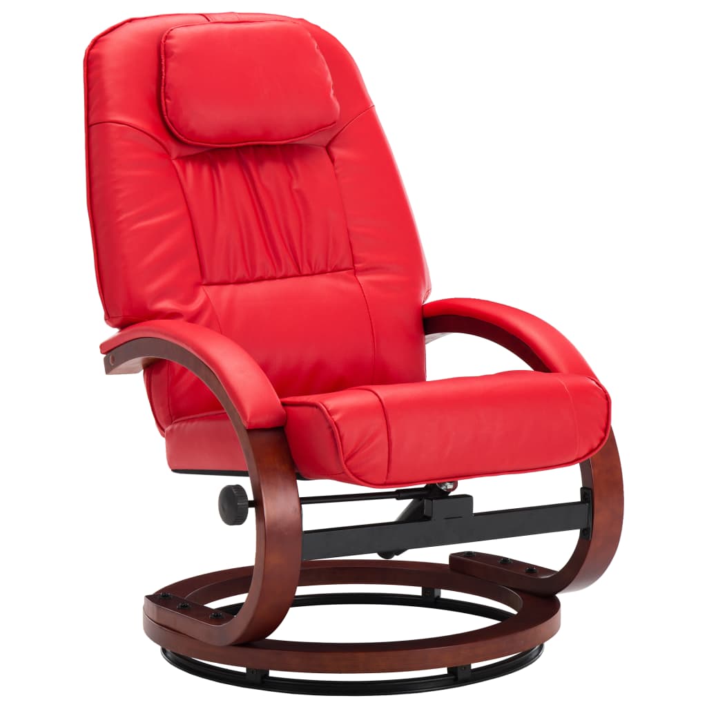 Liegesessel mit Fußhocker Rot Kunstleder