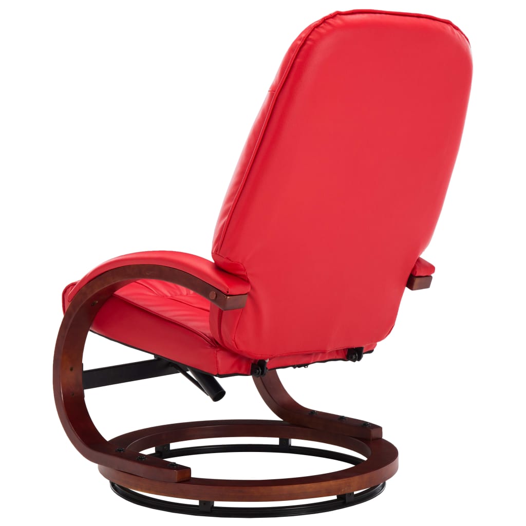 Liegesessel mit Fußhocker Rot Kunstleder